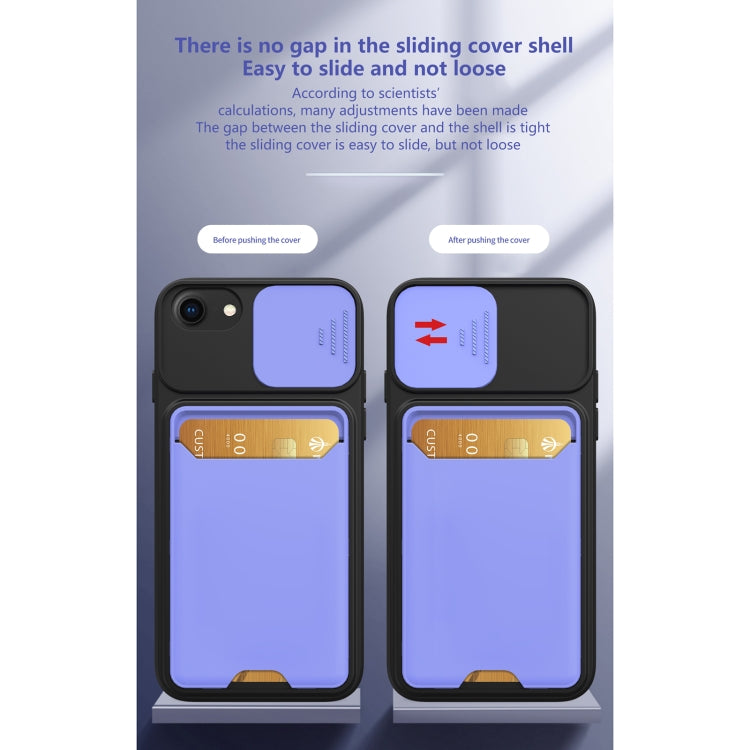 Sliding Camera Cover Design TPU + PC Shockproof Phone Case with Card Slot For iPhone 6