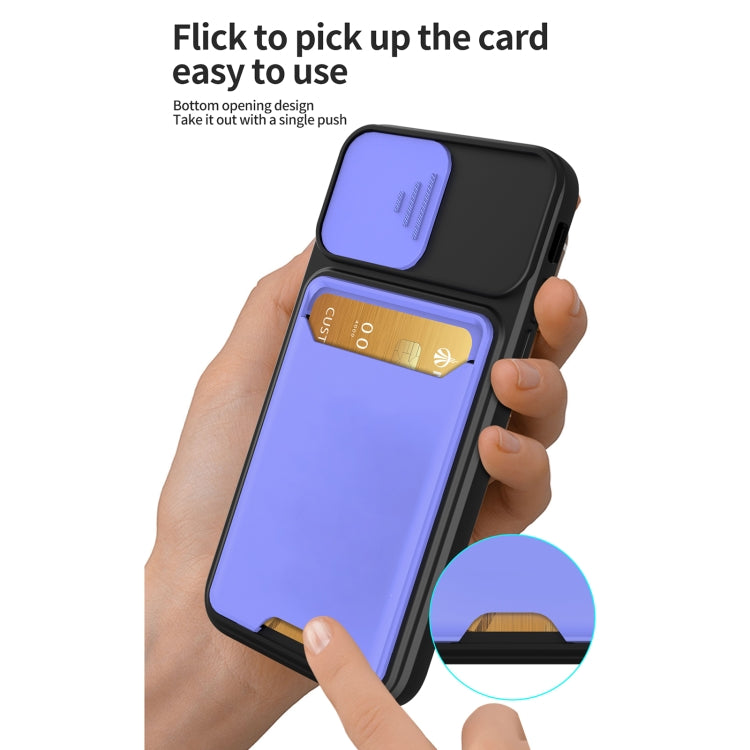 Sliding Camera Cover Design TPU + PC Shockproof Phone Case with Card Slot For iPhone 6