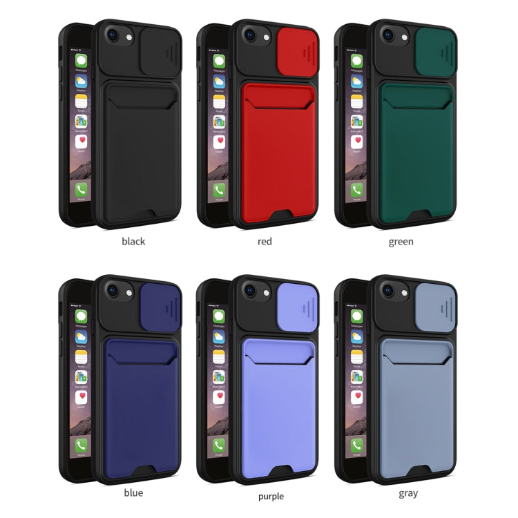 Sliding Camera Cover Design TPU + PC Shockproof Phone Case with Card Slot For iPhone 6