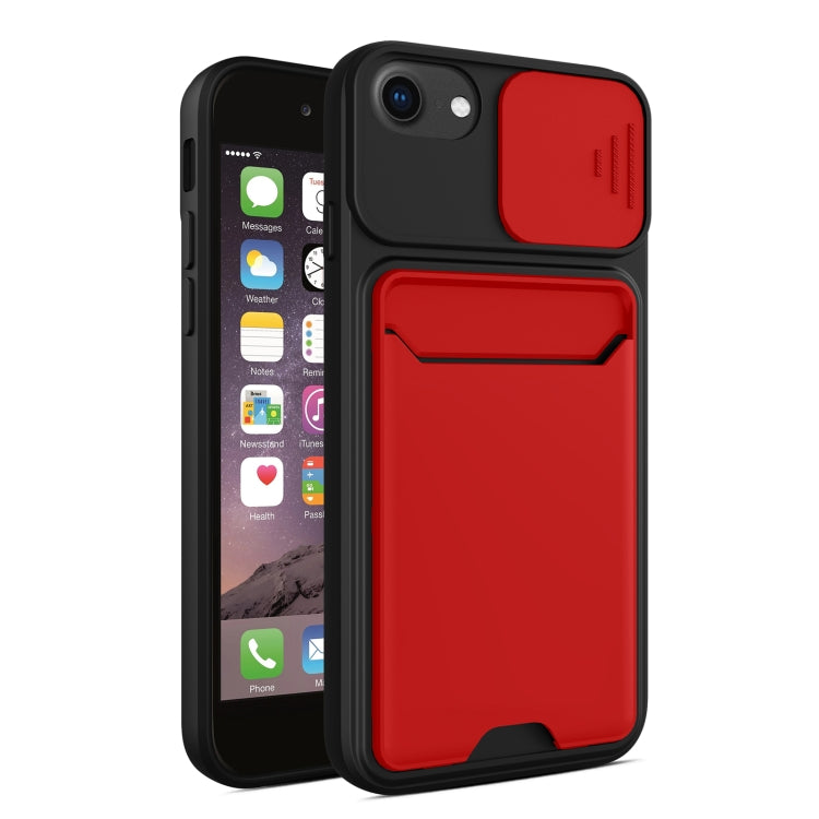 Sliding Camera Cover Design TPU + PC Shockproof Phone Case with Card Slot For iPhone 6