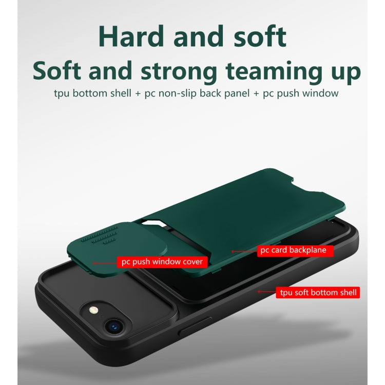 Sliding Camera Cover Design TPU + PC Shockproof Phone Case with Card Slot For iPhone 6