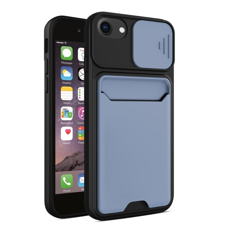 Sliding Camera Cover Design TPU + PC Shockproof Phone Case with Card Slot For iPhone 6 Plus