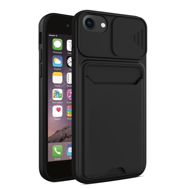 Sliding Camera Cover Design TPU + PC Shockproof Phone Case with Card Slot For iPhone 6 Plus