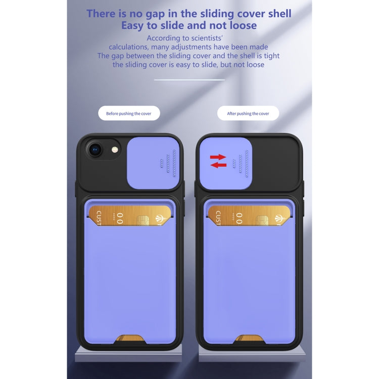 Sliding Camera Cover Design TPU + PC Shockproof Phone Case with Card Slot For iPhone 6 Plus
