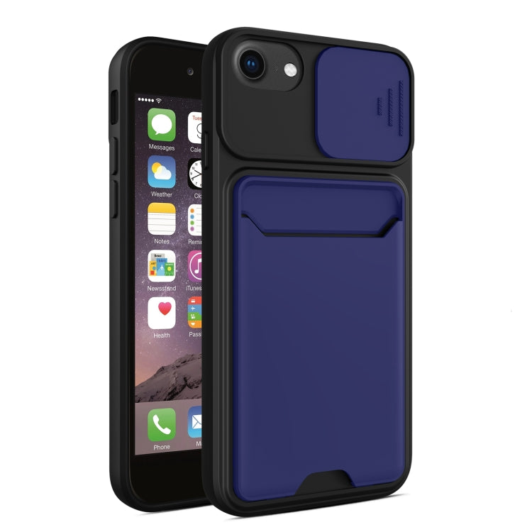 Sliding Camera Cover Design TPU + PC Shockproof Phone Case with Card Slot For iPhone 8 / 7
