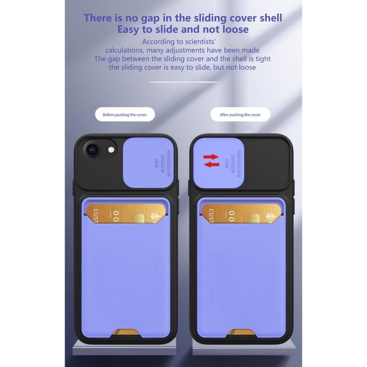 Sliding Camera Cover Design TPU + PC Shockproof Phone Case with Card Slot For iPhone 8 / 7