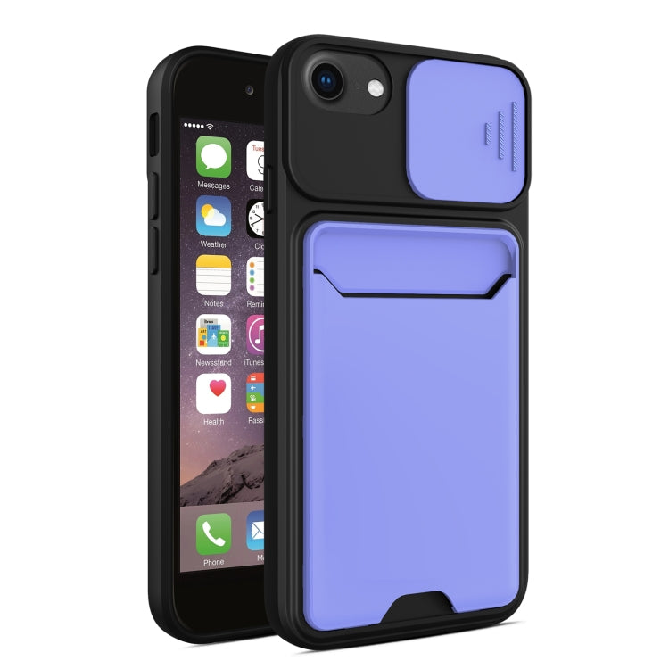 Sliding Camera Cover Design TPU + PC Shockproof Phone Case with Card Slot For iPhone 8 / 7