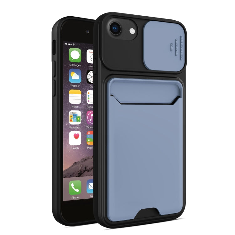 Sliding Camera Cover Design TPU + PC Shockproof Phone Case with Card Slot For iPhone 8 / 7