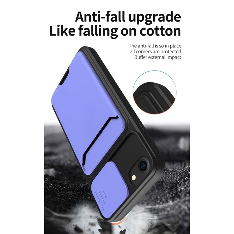 Sliding Camera Cover Design TPU + PC Shockproof Phone Case with Card Slot For iPhone 8 / 7