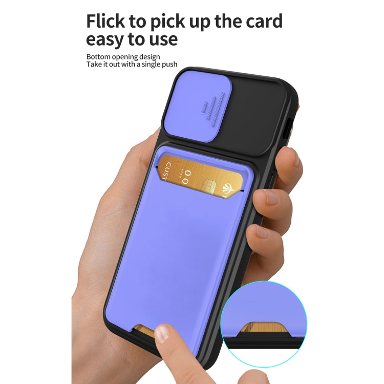 Sliding Camera Cover Design TPU + PC Shockproof Phone Case with Card Slot For iPhone 8 / 7