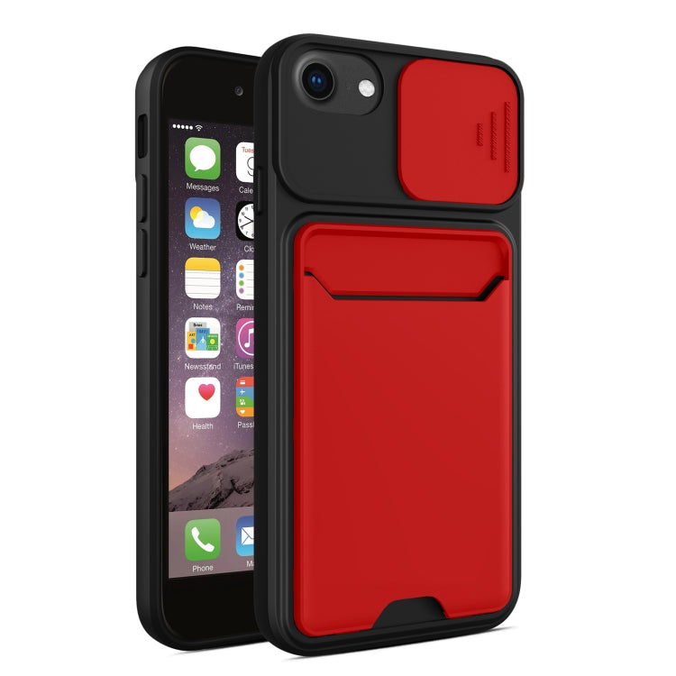 Sliding Camera Cover Design TPU + PC Shockproof Phone Case with Card Slot For iPhone 8 / 7