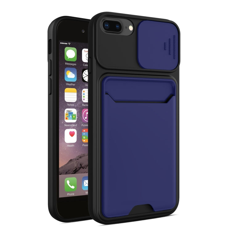 Sliding Camera Cover Design TPU + PC Shockproof Phone Case with Card Slot For iPhone 8 Plus / 7 Plus