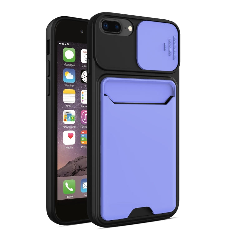 Sliding Camera Cover Design TPU + PC Shockproof Phone Case with Card Slot For iPhone 8 Plus / 7 Plus