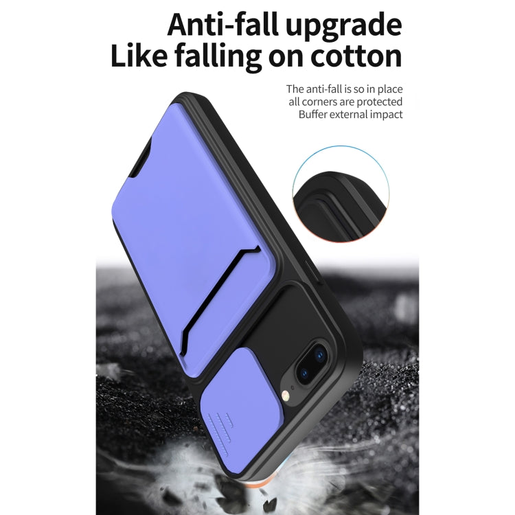 Sliding Camera Cover Design TPU + PC Shockproof Phone Case with Card Slot For iPhone 8 Plus / 7 Plus