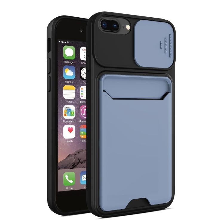 Sliding Camera Cover Design TPU + PC Shockproof Phone Case with Card Slot For iPhone 8 Plus / 7 Plus