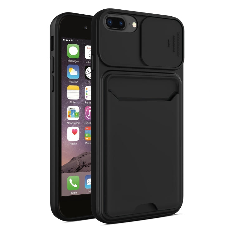Sliding Camera Cover Design TPU + PC Shockproof Phone Case with Card Slot For iPhone 8 Plus / 7 Plus
