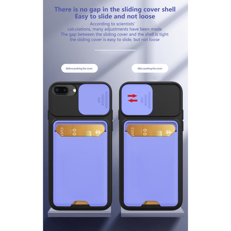 Sliding Camera Cover Design TPU + PC Shockproof Phone Case with Card Slot For iPhone 8 Plus / 7 Plus