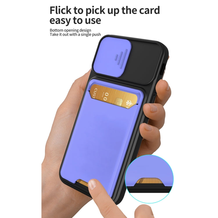 Sliding Camera Cover Design TPU + PC Shockproof Phone Case with Card Slot For iPhone 8 Plus / 7 Plus