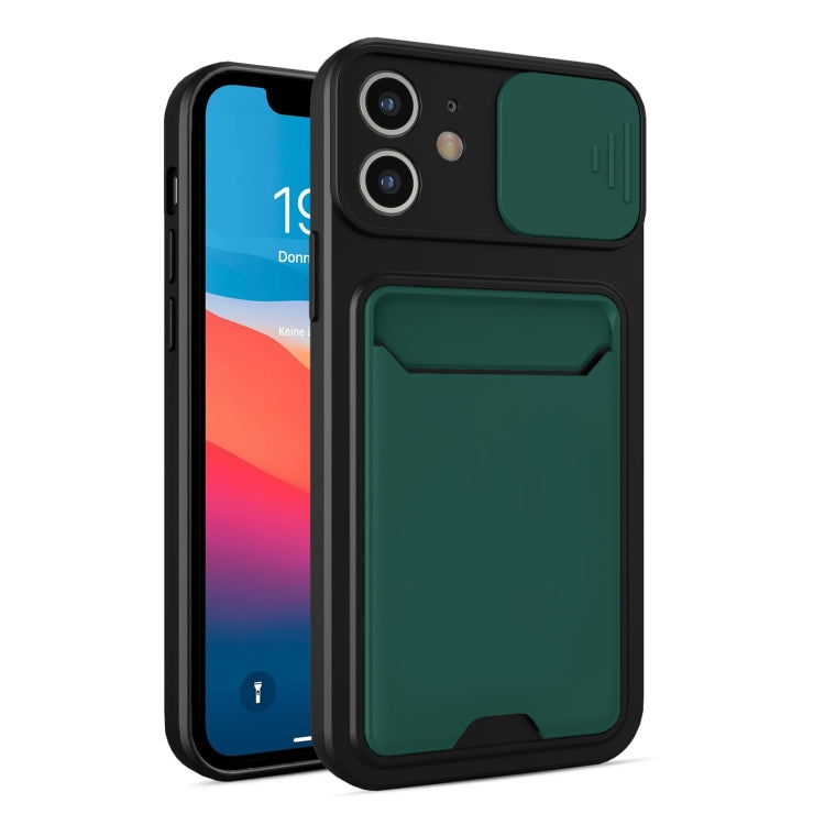 For iPhone 11 Sliding Camera Cover Design TPU + PC Shockproof Phone Case with Card Slot