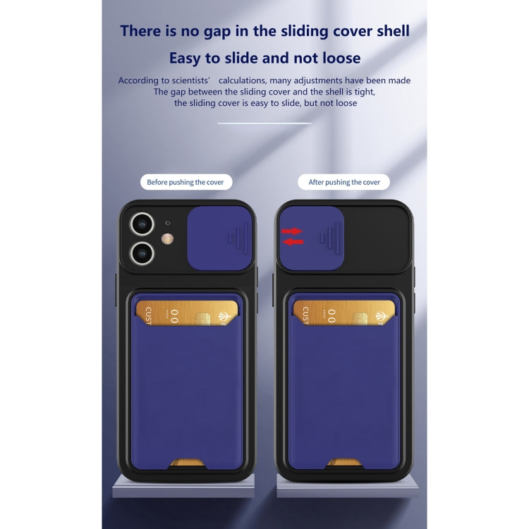 For iPhone 11 Sliding Camera Cover Design TPU + PC Shockproof Phone Case with Card Slot