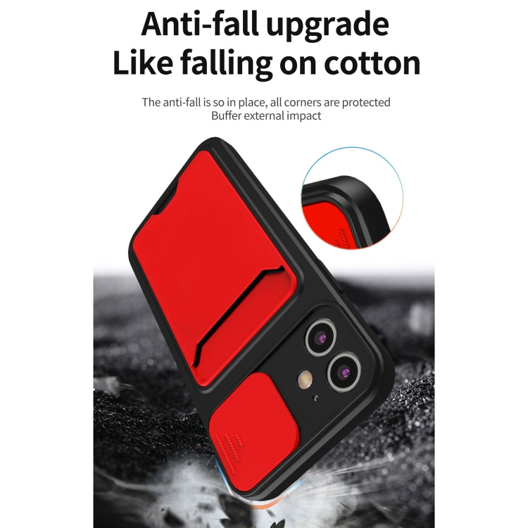 For iPhone 11 Sliding Camera Cover Design TPU + PC Shockproof Phone Case with Card Slot