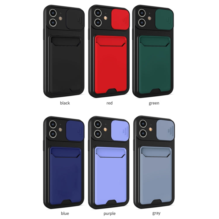 For iPhone 11 Sliding Camera Cover Design TPU + PC Shockproof Phone Case with Card Slot