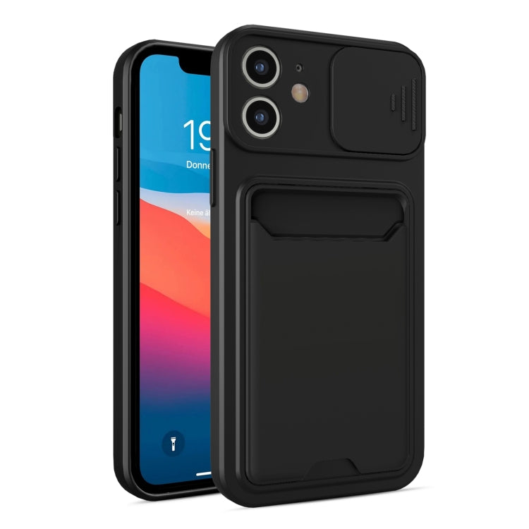 For iPhone 11 Sliding Camera Cover Design TPU + PC Shockproof Phone Case with Card Slot