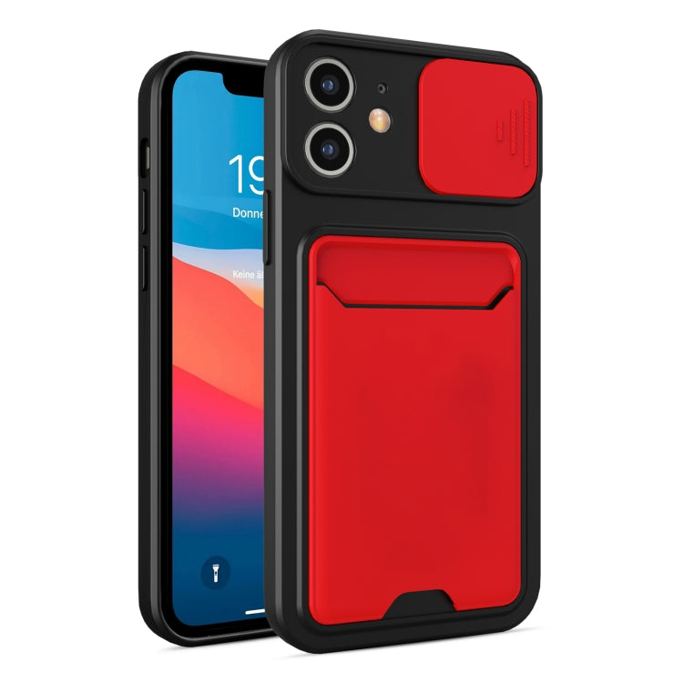 For iPhone 11 Sliding Camera Cover Design TPU + PC Shockproof Phone Case with Card Slot