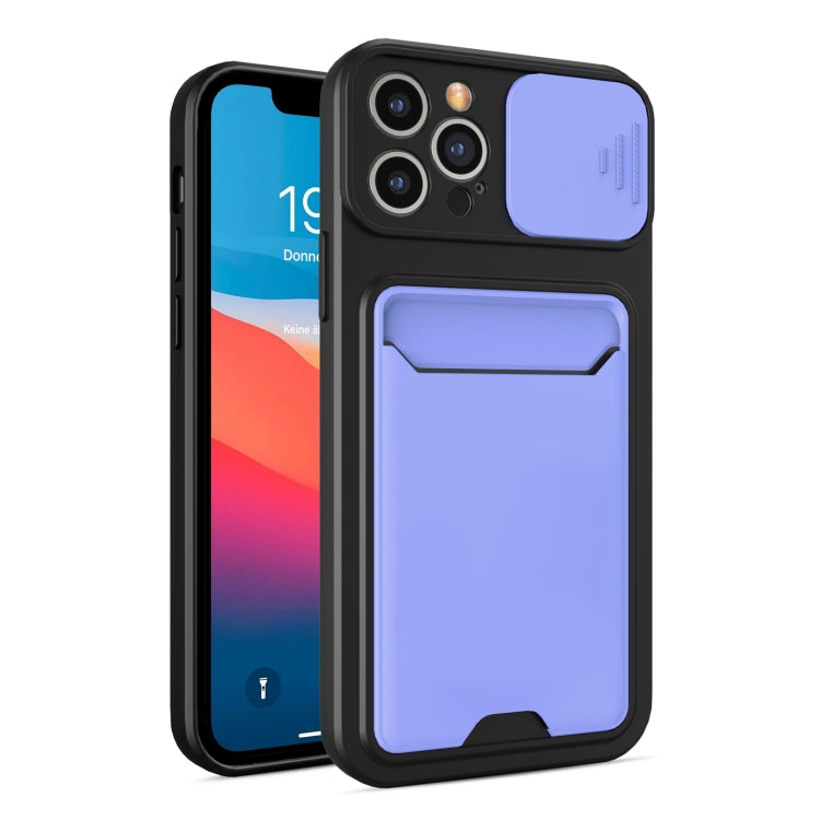 For iPhone 11 Pro Sliding Camera Cover Design TPU + PC Shockproof Phone Case with Card Slot