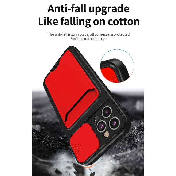 For iPhone 11 Pro Sliding Camera Cover Design TPU + PC Shockproof Phone Case with Card Slot