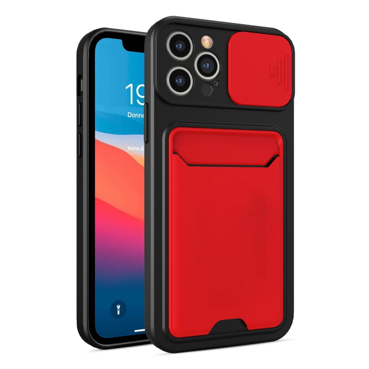 For iPhone 11 Pro Sliding Camera Cover Design TPU + PC Shockproof Phone Case with Card Slot