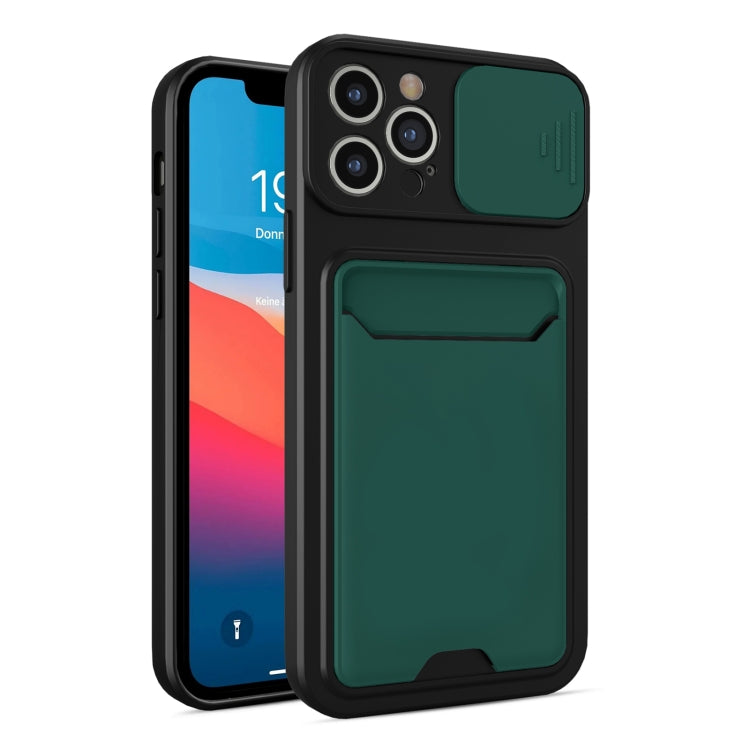 For iPhone 11 Pro Max Sliding Camera Cover Design TPU + PC Shockproof Phone Case with Card Slot
