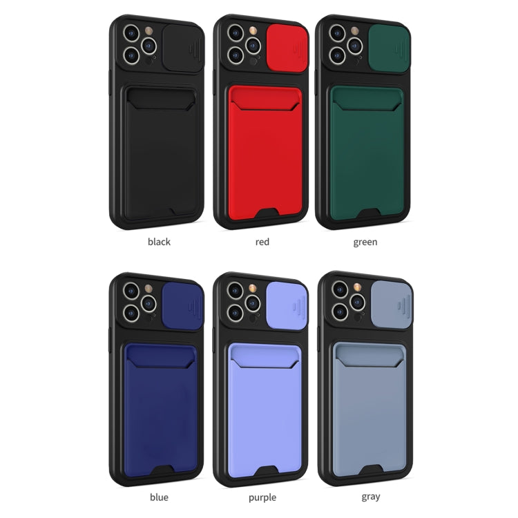 For iPhone 11 Pro Max Sliding Camera Cover Design TPU + PC Shockproof Phone Case with Card Slot