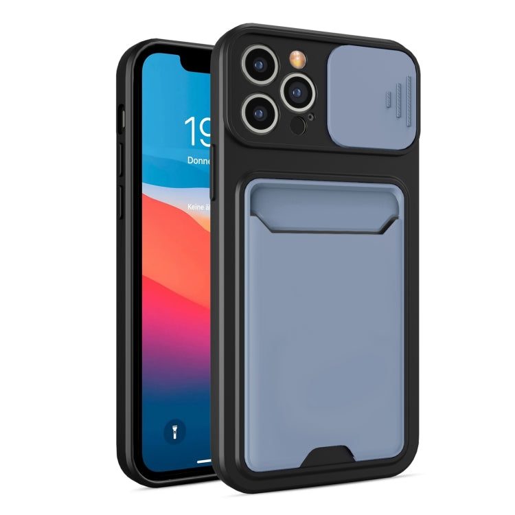 For iPhone 11 Pro Max Sliding Camera Cover Design TPU + PC Shockproof Phone Case with Card Slot
