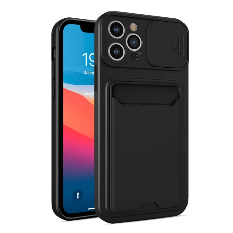For iPhone 11 Pro Max Sliding Camera Cover Design TPU + PC Shockproof Phone Case with Card Slot