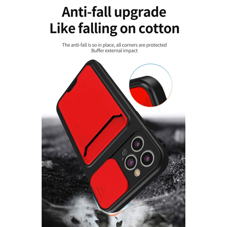 For iPhone 11 Pro Max Sliding Camera Cover Design TPU + PC Shockproof Phone Case with Card Slot