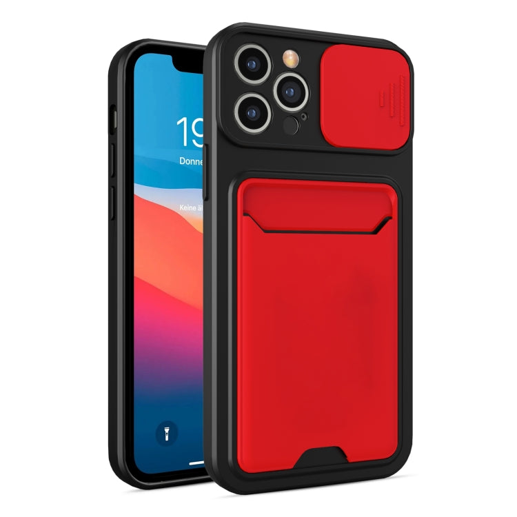 For iPhone 11 Pro Max Sliding Camera Cover Design TPU + PC Shockproof Phone Case with Card Slot