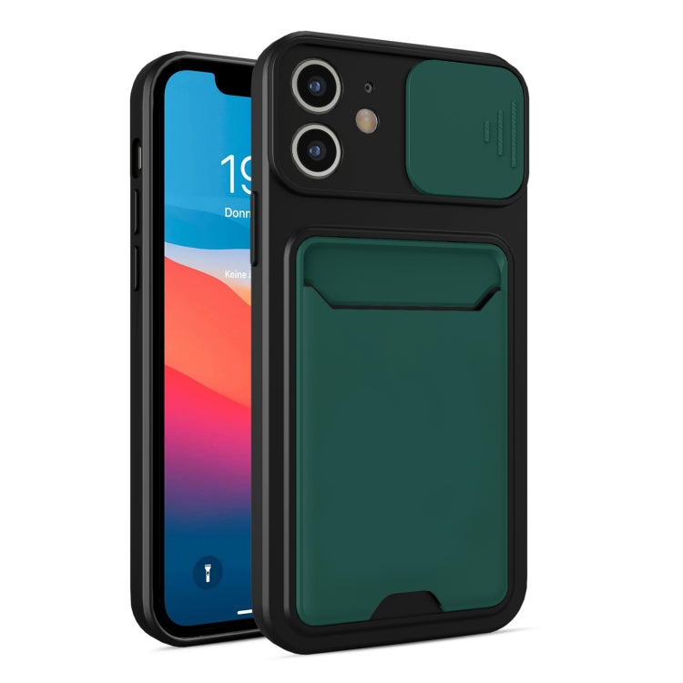 For iPhone 12 mini Sliding Camera Cover Design TPU + PC Shockproof Phone Case with Card Slot