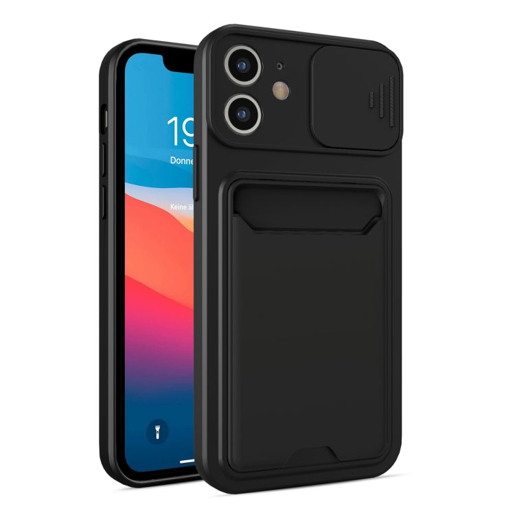 For iPhone 12 mini Sliding Camera Cover Design TPU + PC Shockproof Phone Case with Card Slot