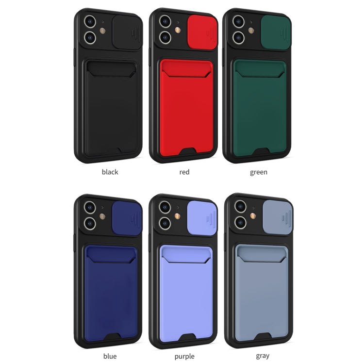 For iPhone 12 mini Sliding Camera Cover Design TPU + PC Shockproof Phone Case with Card Slot