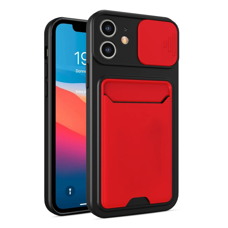 For iPhone 12 mini Sliding Camera Cover Design TPU + PC Shockproof Phone Case with Card Slot