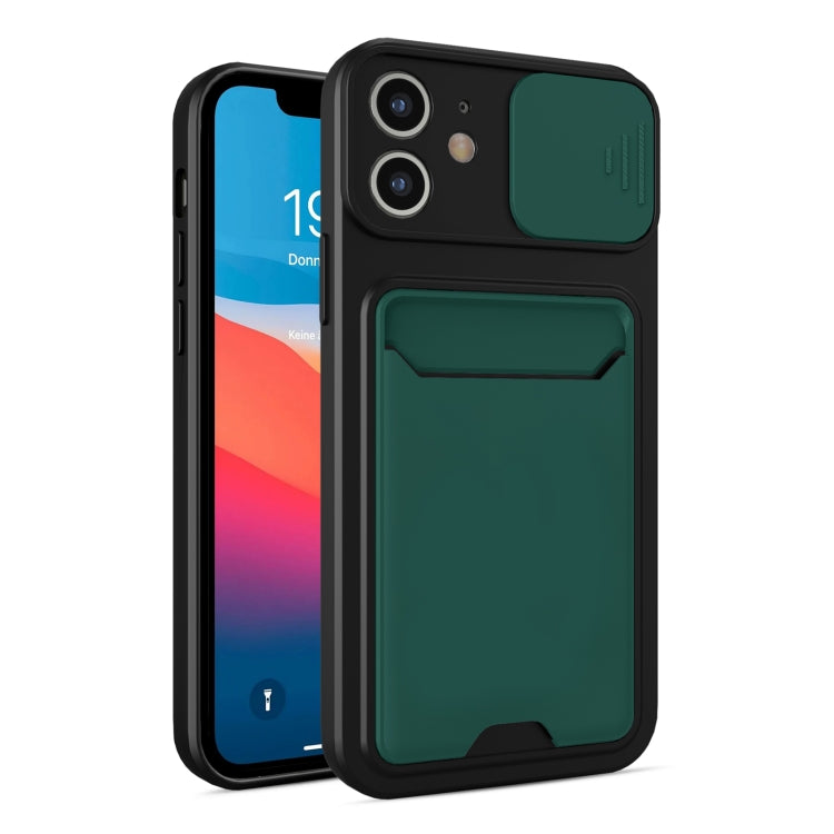 For iPhone 12 Sliding Camera Cover Design TPU + PC Shockproof Phone Case with Card Slot