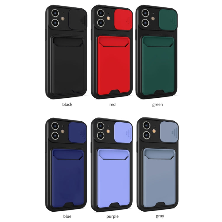 For iPhone 12 Sliding Camera Cover Design TPU + PC Shockproof Phone Case with Card Slot
