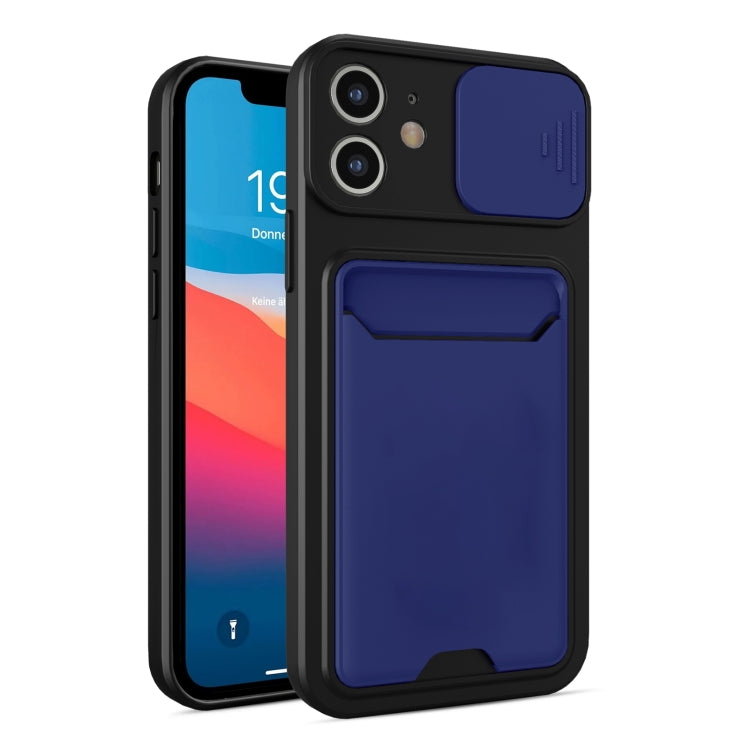 For iPhone 12 Sliding Camera Cover Design TPU + PC Shockproof Phone Case with Card Slot