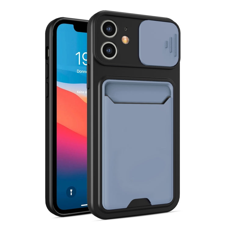 For iPhone 12 Sliding Camera Cover Design TPU + PC Shockproof Phone Case with Card Slot