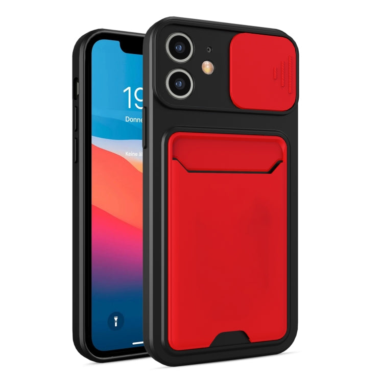 For iPhone 12 Sliding Camera Cover Design TPU + PC Shockproof Phone Case with Card Slot