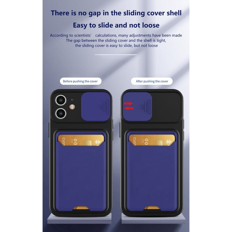 For iPhone 12 Sliding Camera Cover Design TPU + PC Shockproof Phone Case with Card Slot