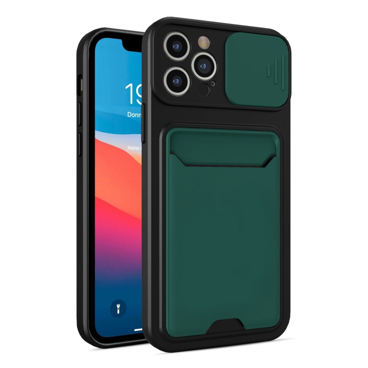 For iPhone 12 Pro Sliding Camera Cover Design TPU + PC Shockproof Phone Case with Card Slot