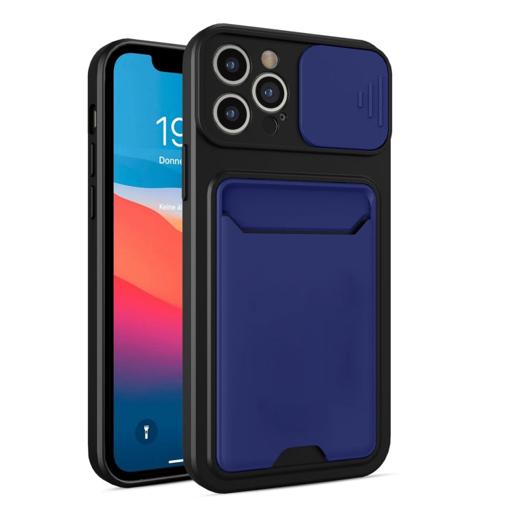 For iPhone 12 Pro Sliding Camera Cover Design TPU + PC Shockproof Phone Case with Card Slot