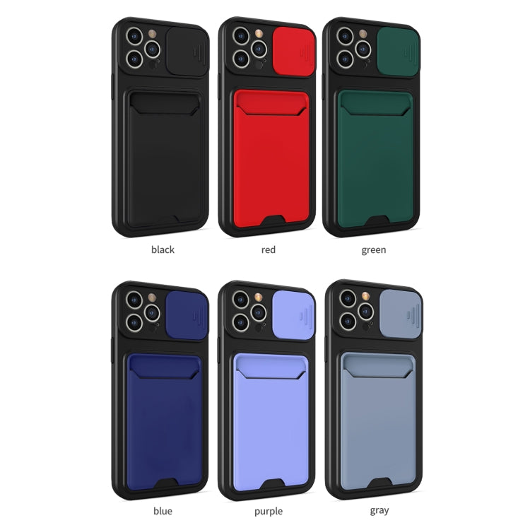For iPhone 12 Pro Sliding Camera Cover Design TPU + PC Shockproof Phone Case with Card Slot